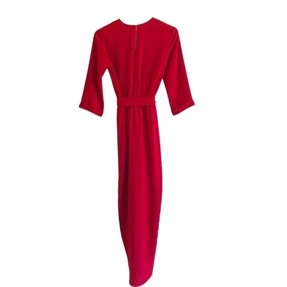 Amanda Uprichard Red Crepe Wrap Midi Maxi Dress Size P (0-2) - Picture 8 of 15
